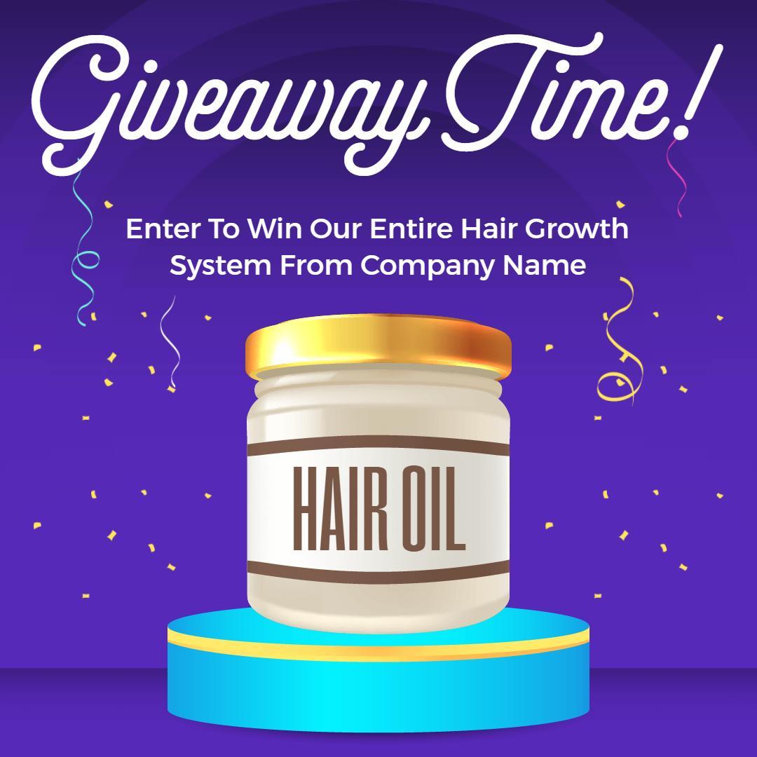 Vibrant Hair Oil Giveaway Promotion for Business Ad Template