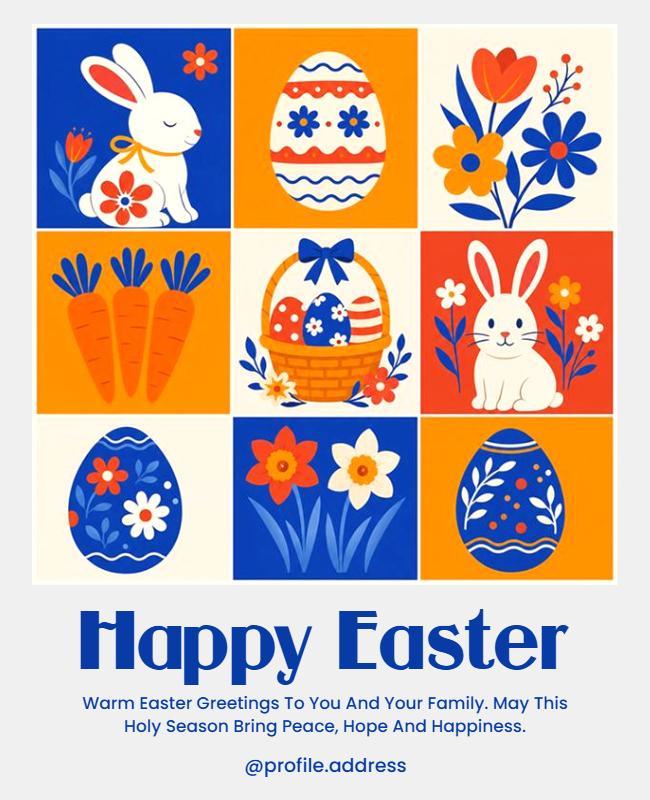 Vibrant Happy Easter Greetings Poster Template
