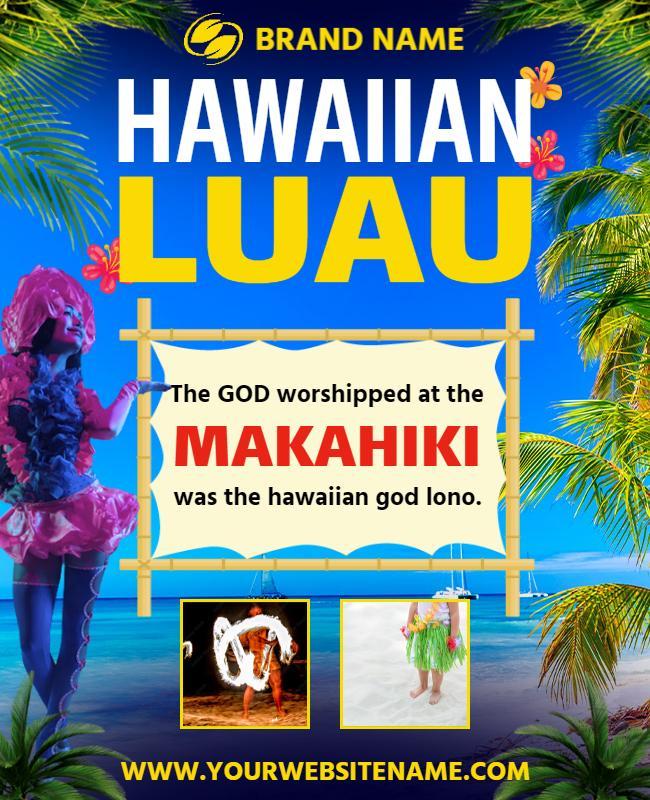 Vibrant Hawaiian Luau Celebration with Tropical Themes Flyer Template