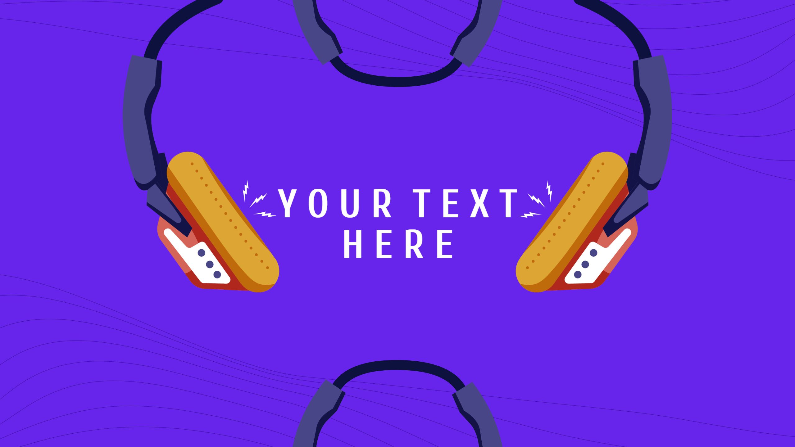 Vibrant Headphones on Purple Background YouTube Banner Template