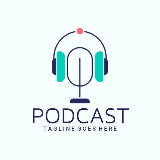 Vibrant Headphones Representing Engaging Podcast Experiences Logo Template