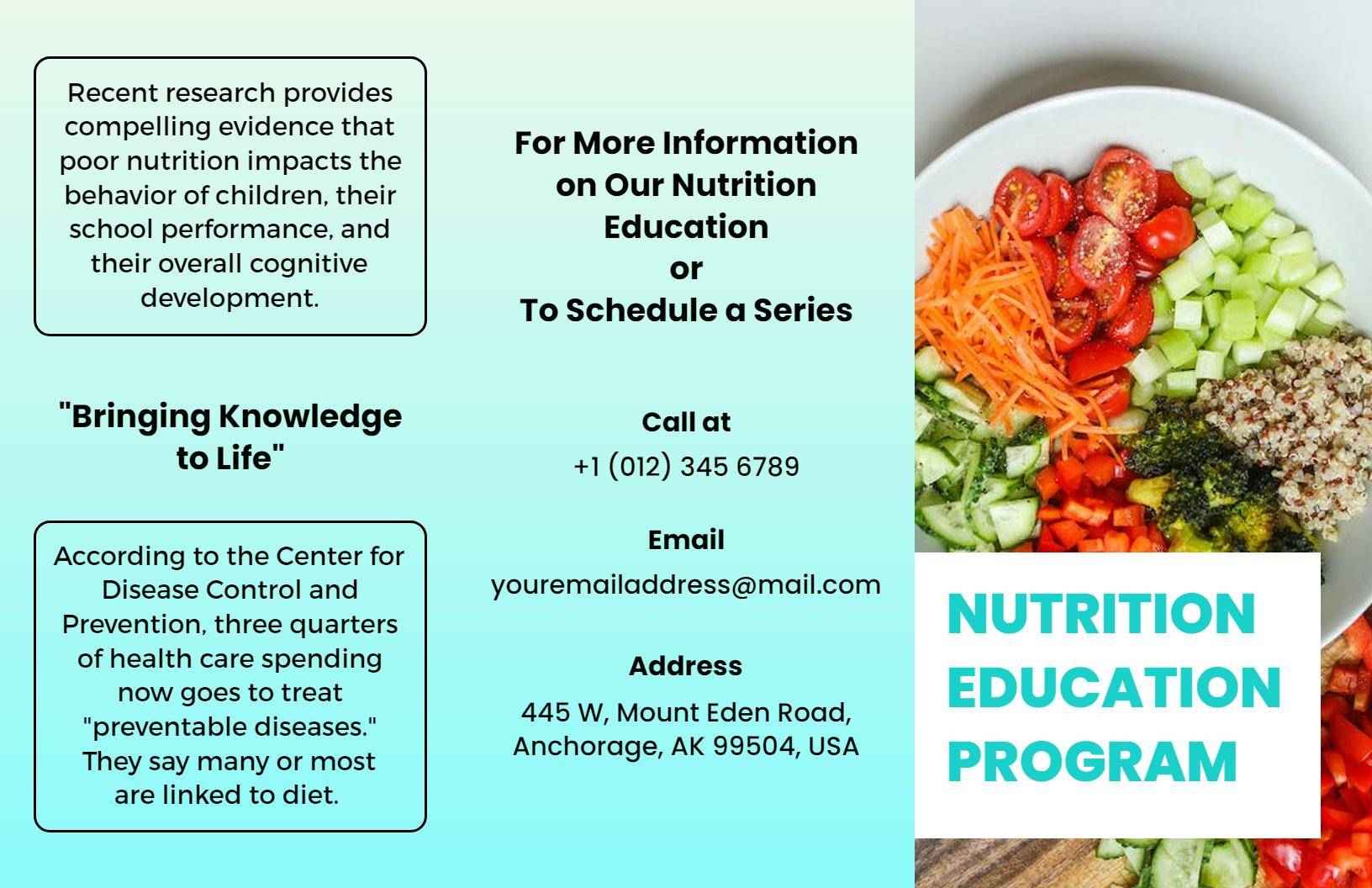 Vibrant Healthy Eating Nutrition Education Program Brochure Template