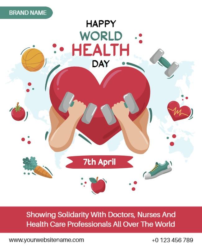 Vibrant Heart and Fitness Theme for World Health Day Flyer Template