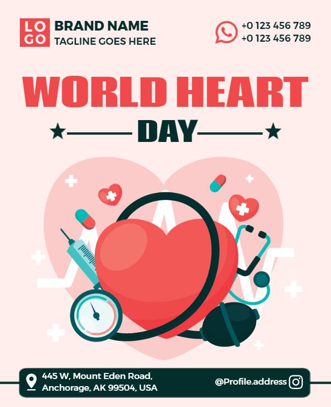 Vibrant Heart Health Awareness World Heart Day Poster Template