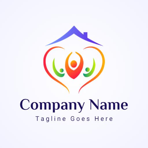 Vibrant Heart Shaped Family Embracing Togetherness Logo Template