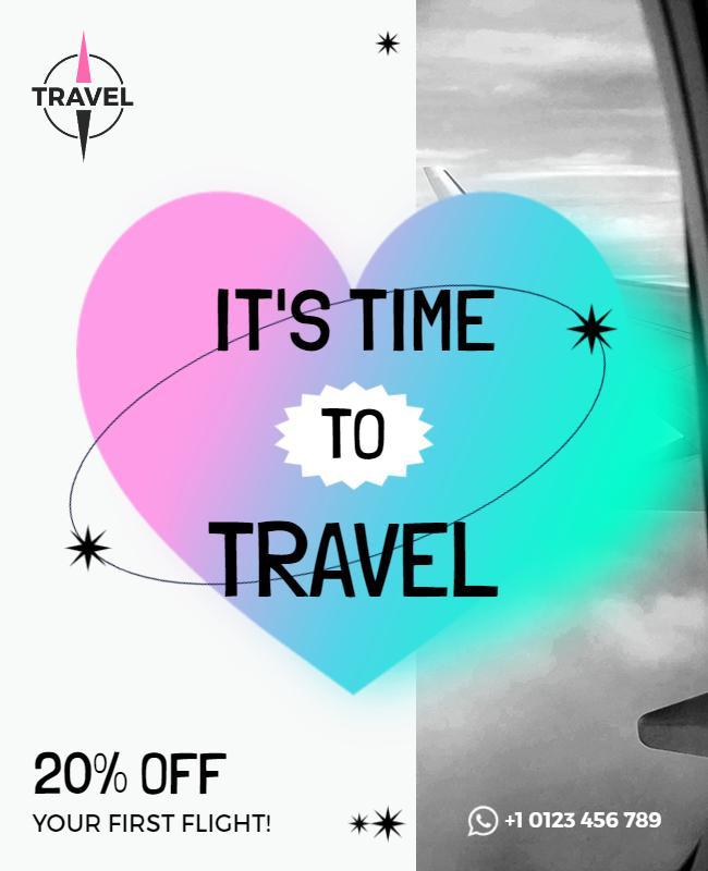 Vibrant Heart-Shaped Travel Promotion Poster Template