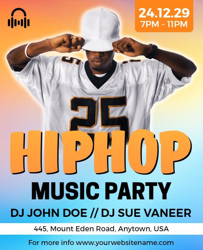 Vibrant Hip Hop Music Party with DJs Poster Template