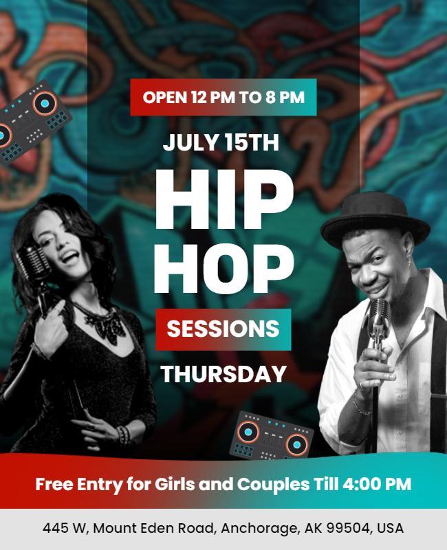 Vibrant Hip Hop Music Session Party Poster Template