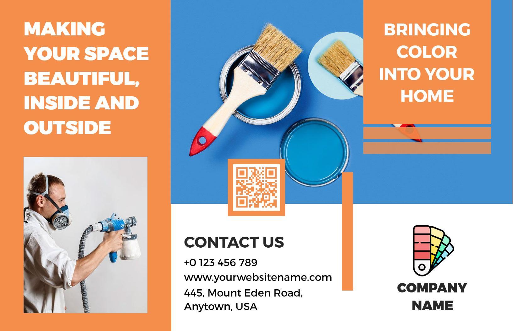 Vibrant Home Interior Painting Services Promotional Brochure Template