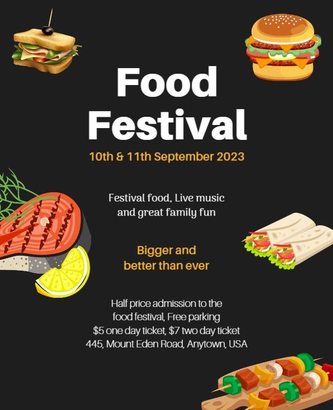 Vibrant Illustrated Food Festival Celebration Poster Template
