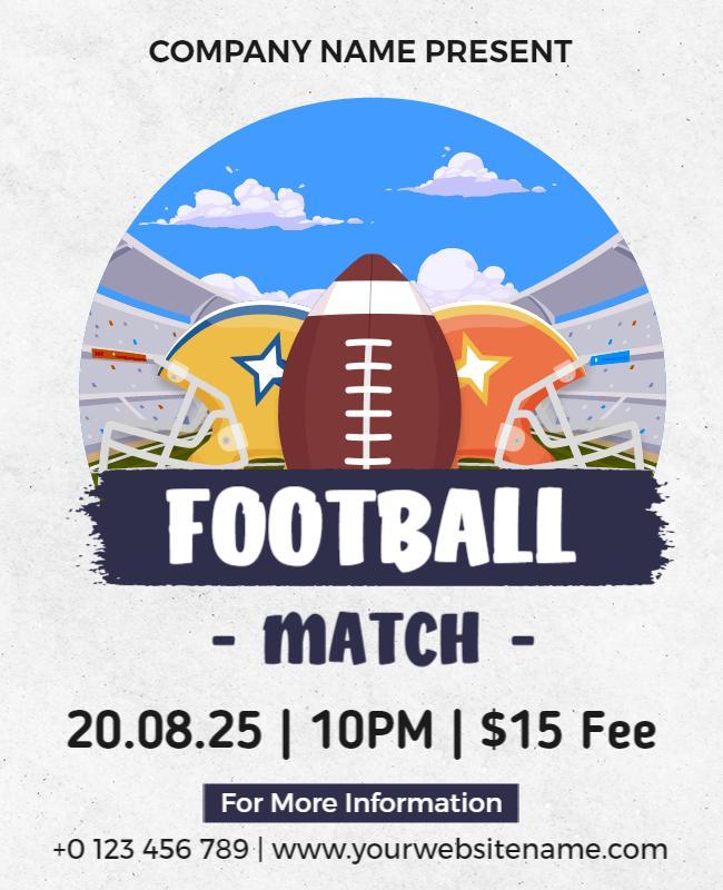 Vibrant Illustrated Football Match Event Poster Template