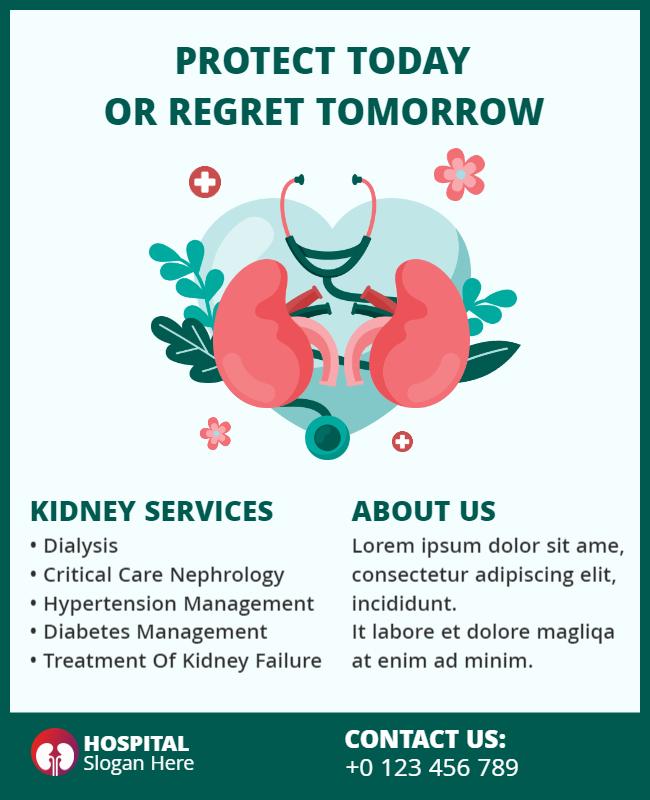 Vibrant Illustrated Kidney Health Services Flyer Template