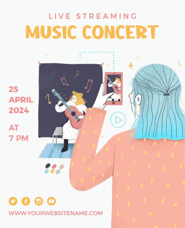 Vibrant Illustrated Live Streaming Music Concert Poster Template