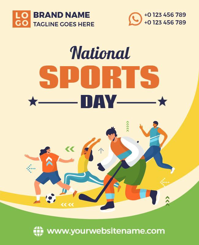 Vibrant Illustrated National Sports Day Celebration Poster Template