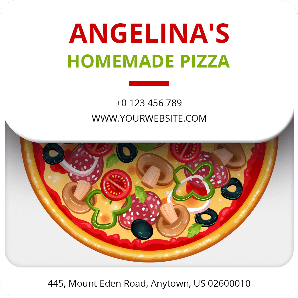 Vibrant Illustrated Pizza Restaurant Business Card Template