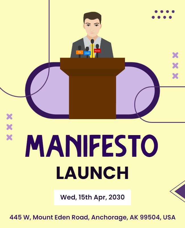 Vibrant Illustrated Press Conference Launch Poster Template