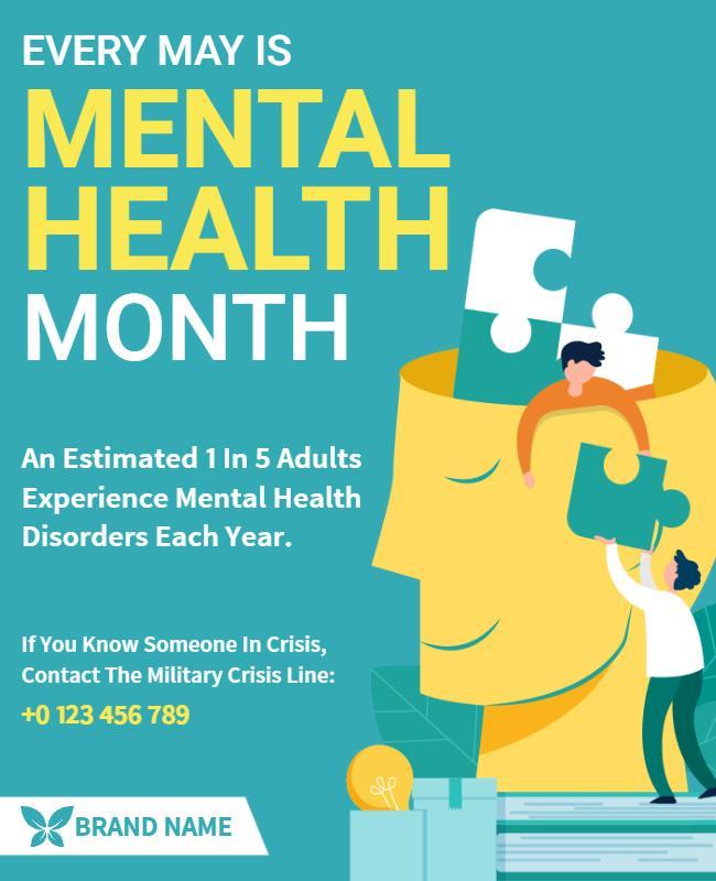Vibrant Illustration for Mental Health Awareness Month Poster Template