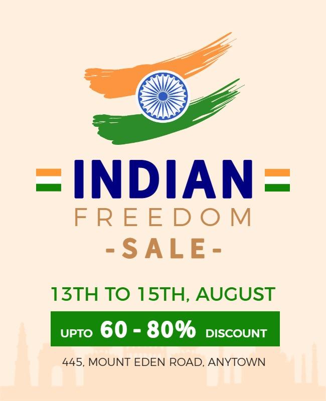 Vibrant Indian Independence Sale Discount Poster Template