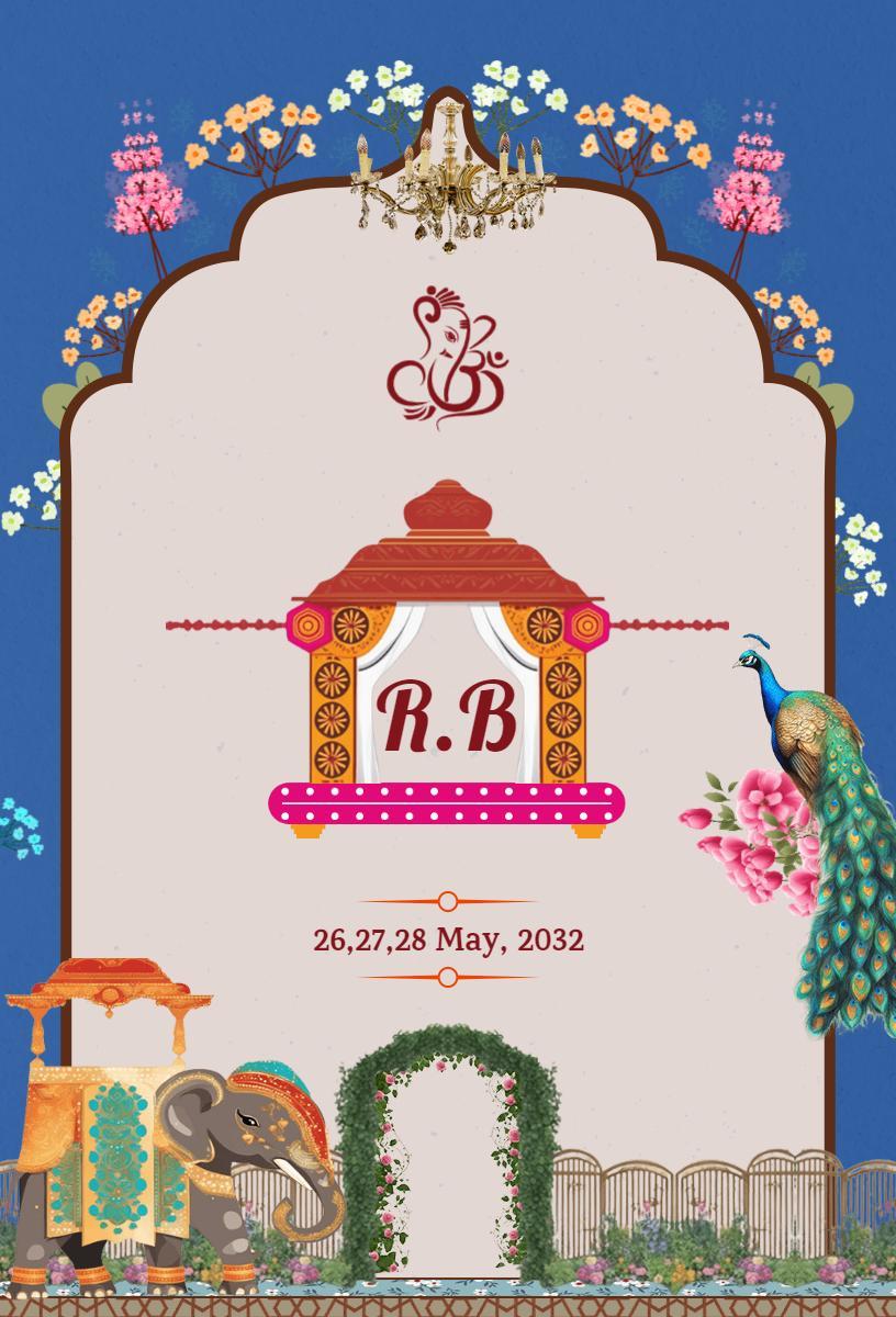 Vibrant Indian Wedding Celebration Sangeet Sandhya Invitation Template