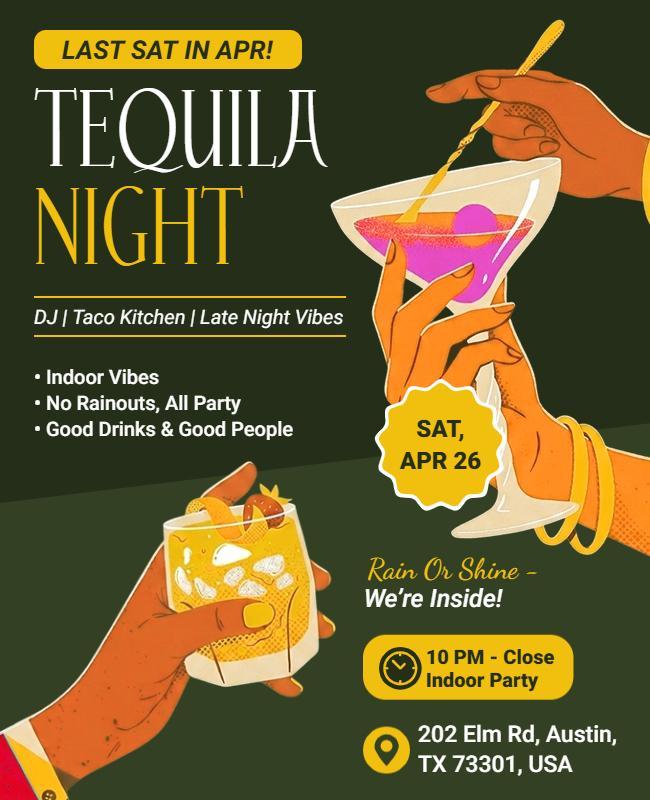 Vibrant Indoor Tequila Night Celebration Flyer Template