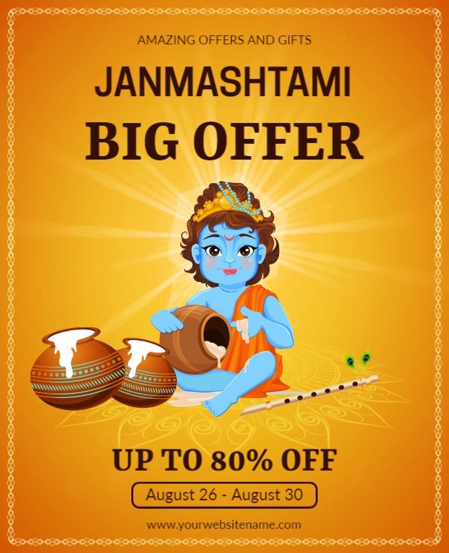 Vibrant Janmashtami Festival Big Offer Poster Template