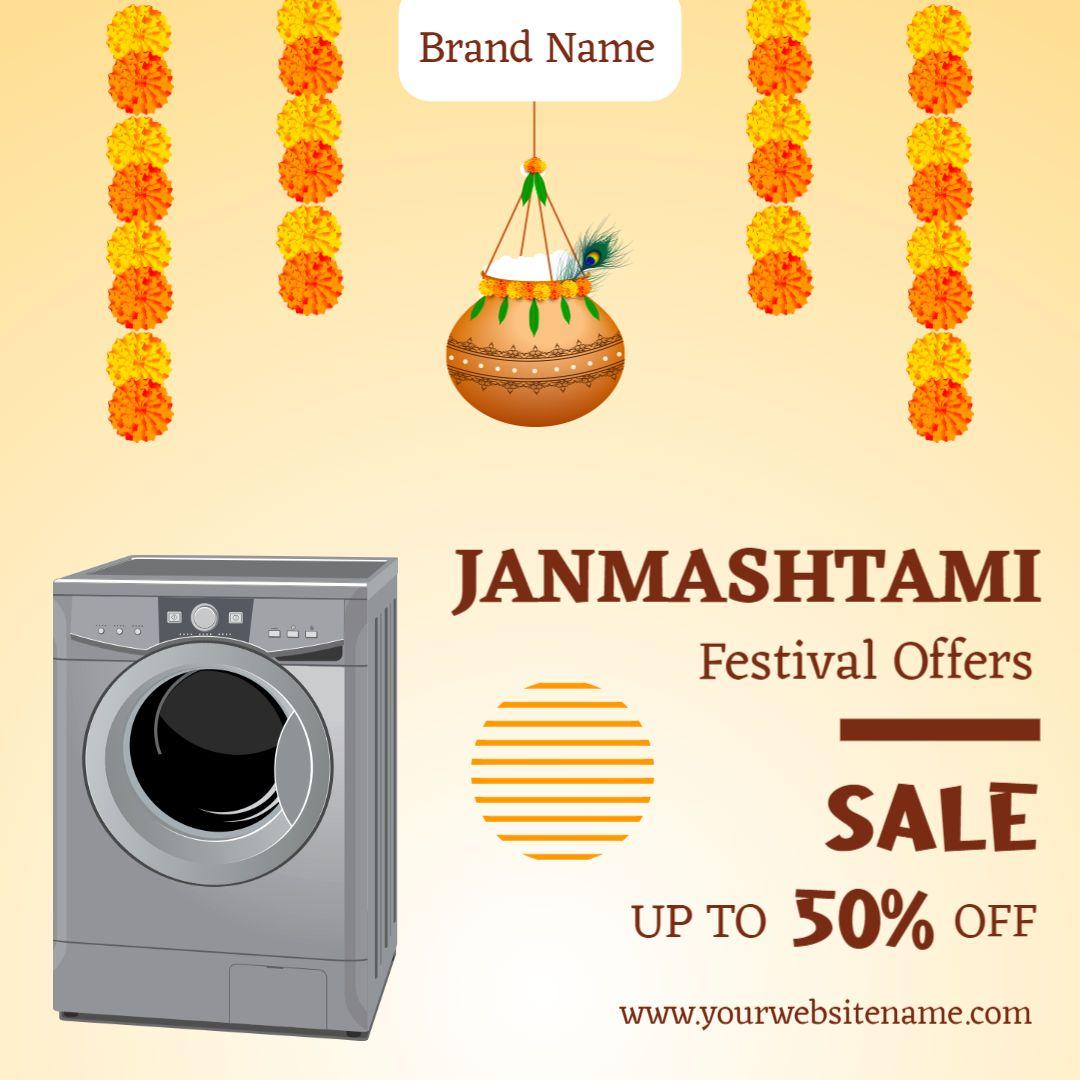 Vibrant Janmashtami Festival Sale for Home Appliances Ad Template