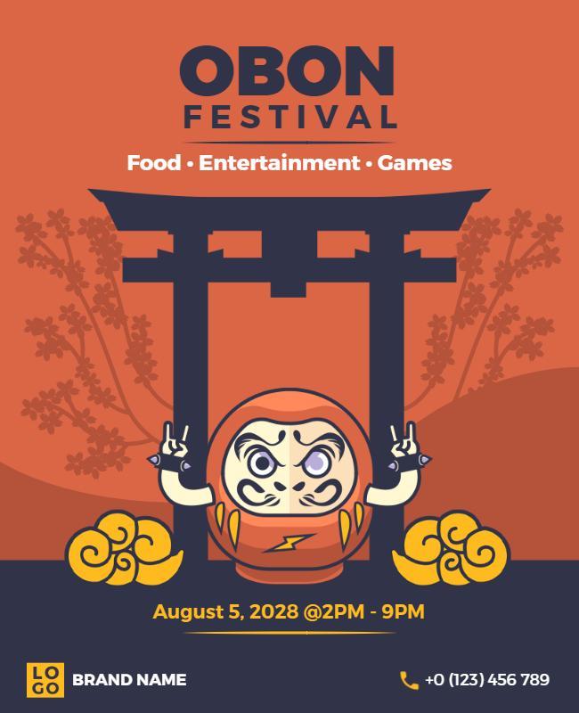 Vibrant Japanese Obon Festival Celebration Poster Template