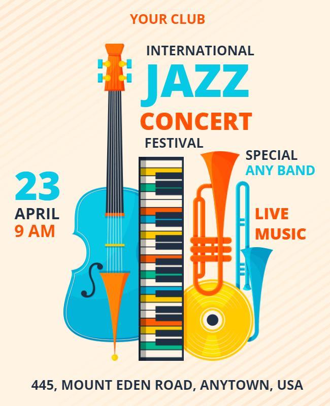 Vibrant Jazz Concert Festival Music Poster Template