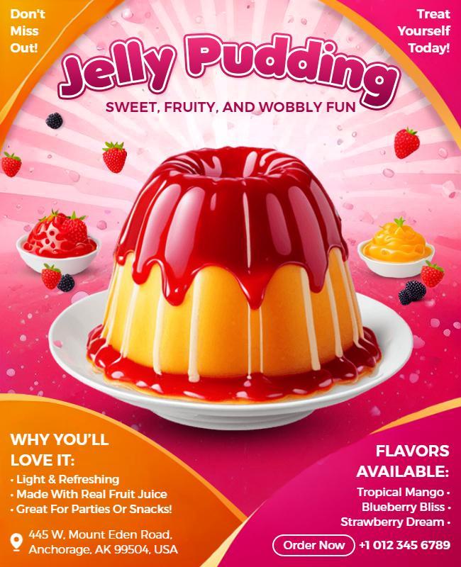 Vibrant Jelly Pudding Dessert Advertisement Poster Template