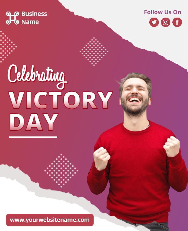 Vibrant Joyful Celebration of Victory Day Poster Template
