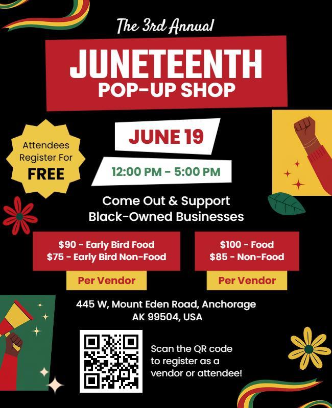 Vibrant Juneteenth Celebration Black-Owned Business Pop-Up Poster Template