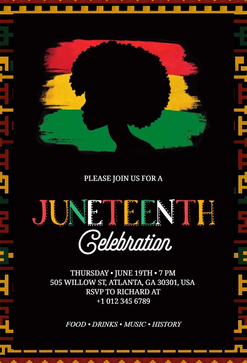 Vibrant Juneteenth Celebration Commemorative Invitation Template
