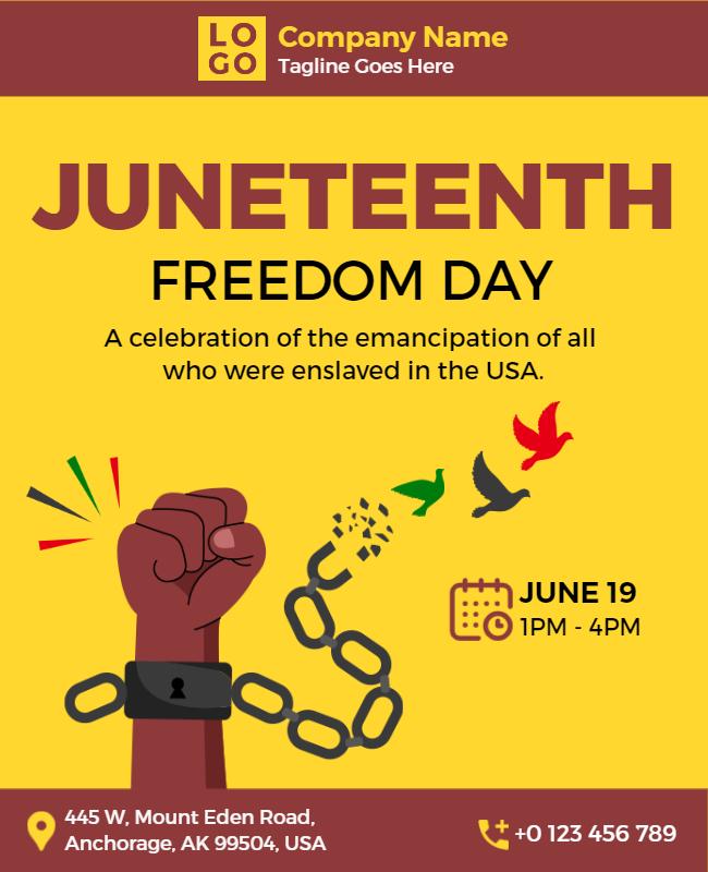 Vibrant Juneteenth Freedom Day Celebration Poster Template