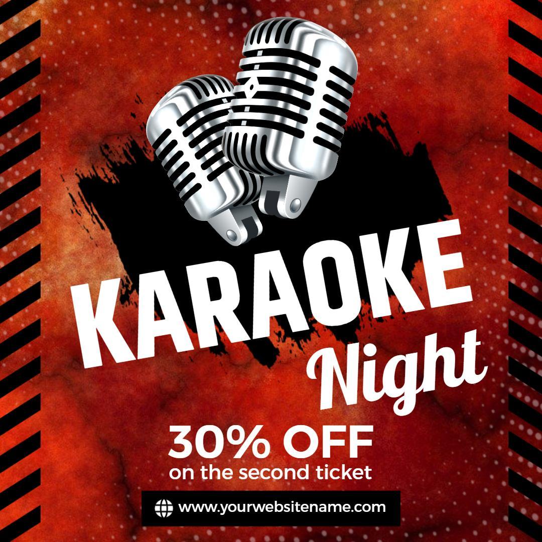 Vibrant Karaoke Night Promotion with Discount Offer Ad Template