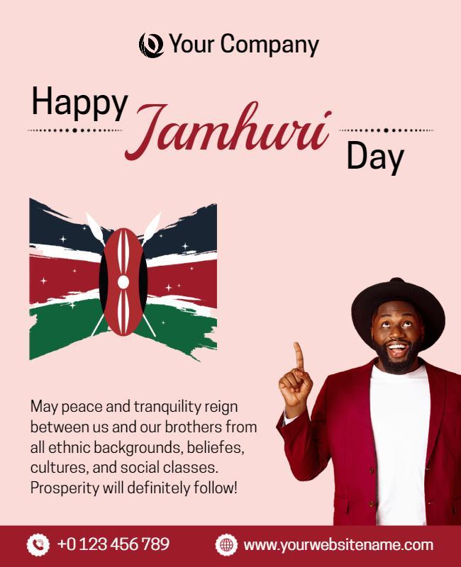 Vibrant Kenyan Flag Inspired Jamhuri Day Celebration Poster Template