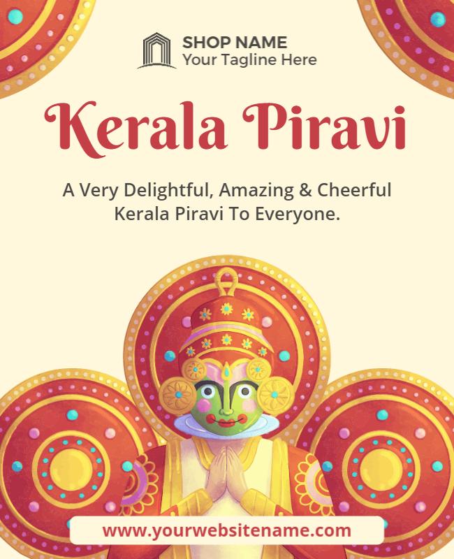 Vibrant Kerala Piravi Celebration Festival Poster Template