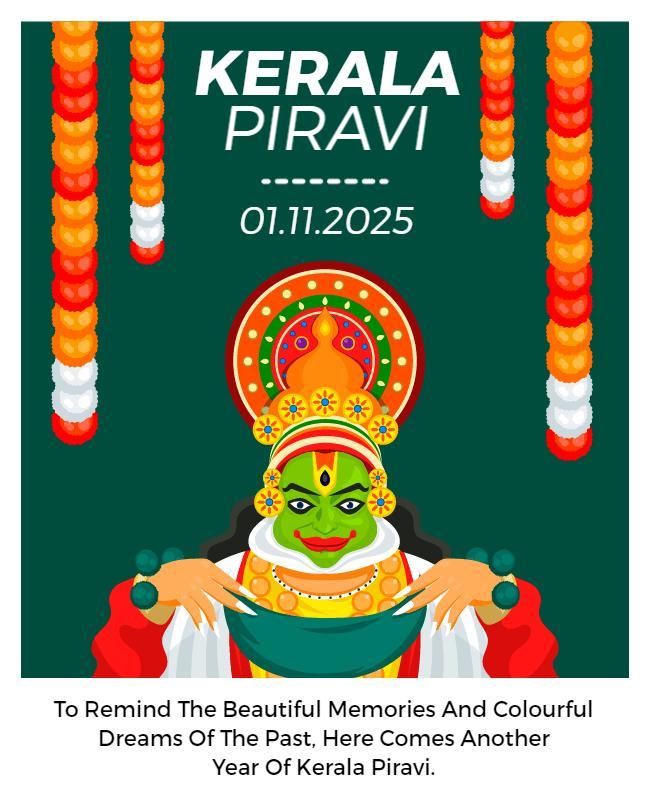 Vibrant Kerala Piravi Festival Celebration Poster Template