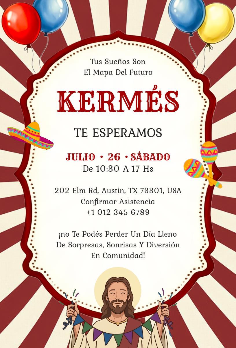 Vibrant Kermés Festival Community Gathering Invitation Template
