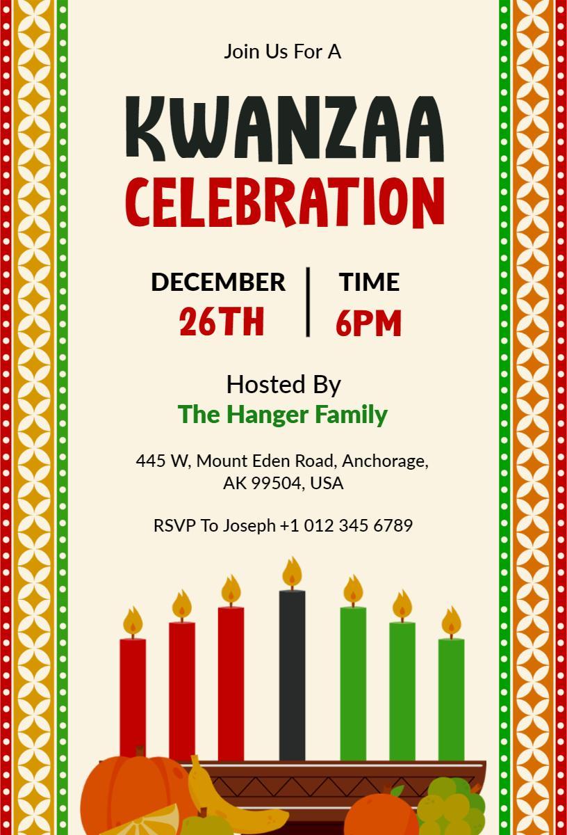 Vibrant Kwanzaa Cultural Festival Celebration Invitation Template