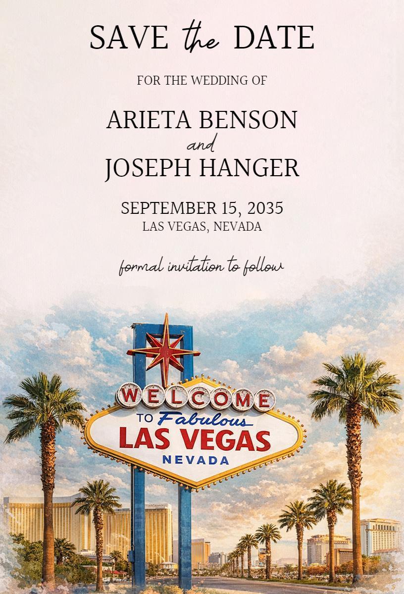 Vibrant Las Vegas Destination Wedding Celebration Invitation Template