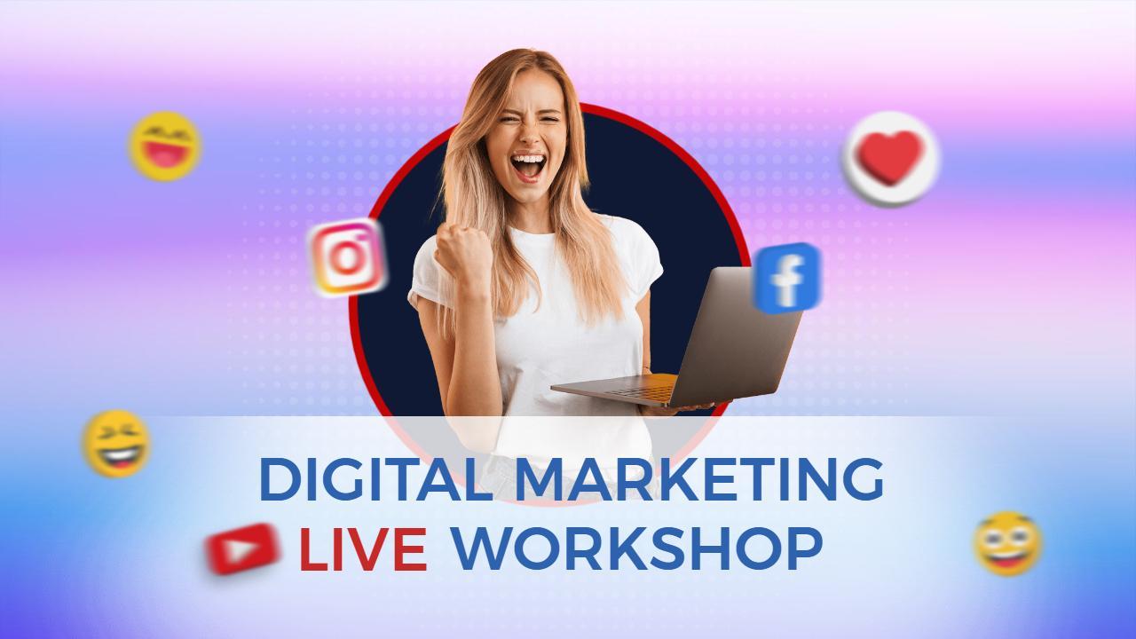 Vibrant Live Digital Marketing Workshop Trending YouTube Thumbnail Template
