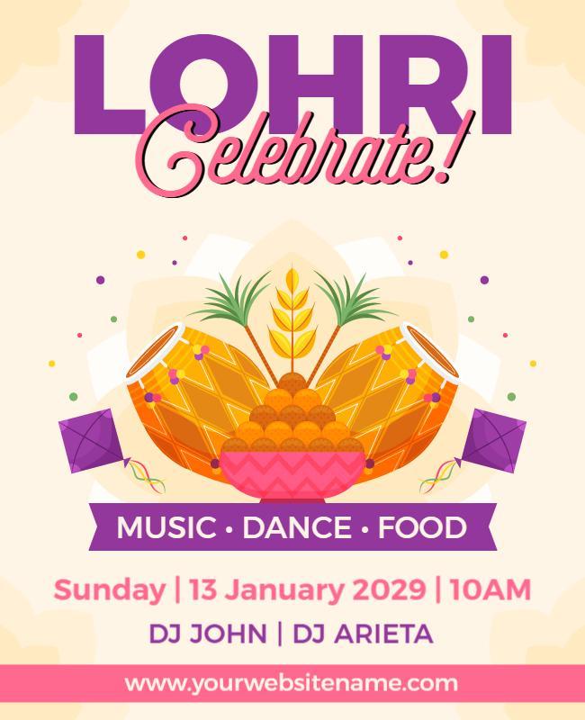 Vibrant Lohri Celebration Music Dance Food Flyer Template