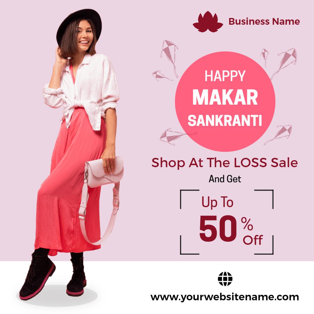 Vibrant Makar Sankranti Festival Sale Advertisement Ad Template