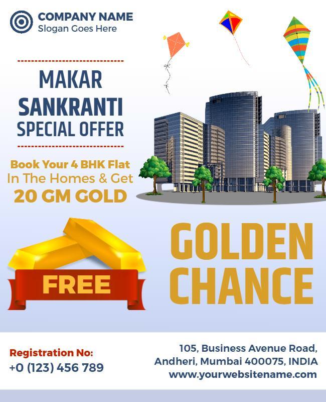 Vibrant Makar Sankranti Special Offer Flat Booking Poster Template