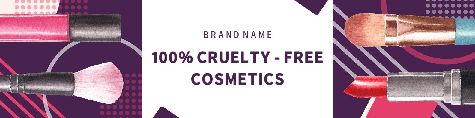 Vibrant Makeup Brushes and Purple Background Beauty Banner Template