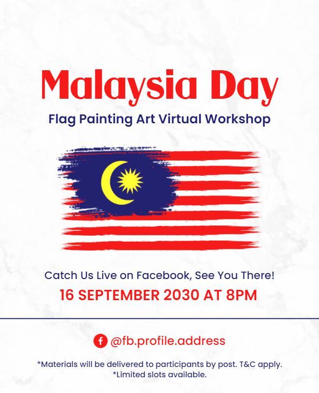 Vibrant Malaysia Day Flag Painting Virtual Workshop Poster Template