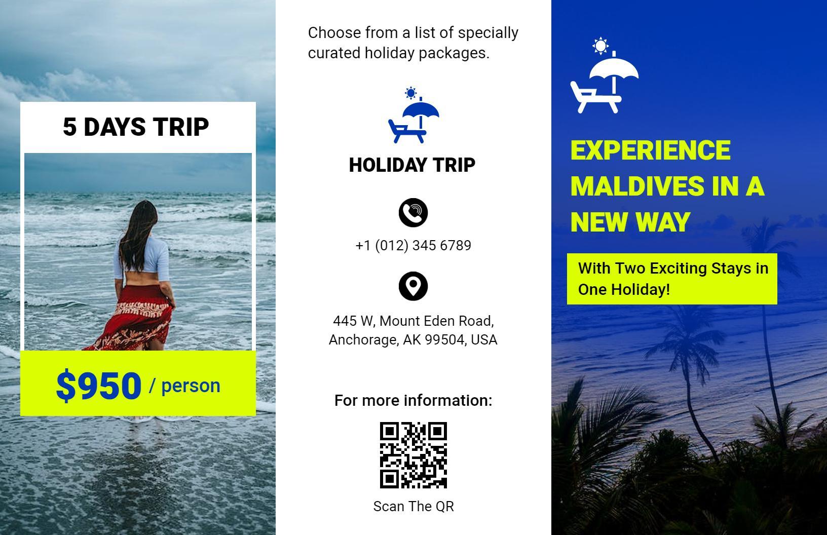 Vibrant Maldives Holiday Packages Adventure Travel Brochure Template