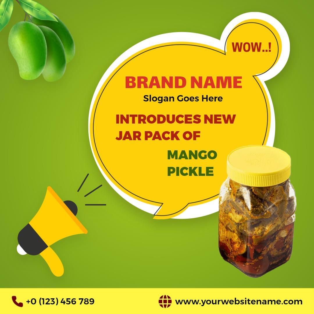 Vibrant Mango Pickle Jar Pack Promotion Ad Template