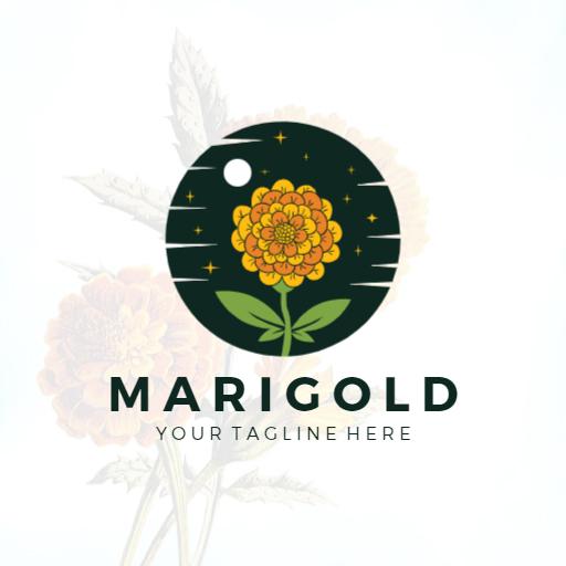 Vibrant Marigold Flower in a Circular Design Logo Template