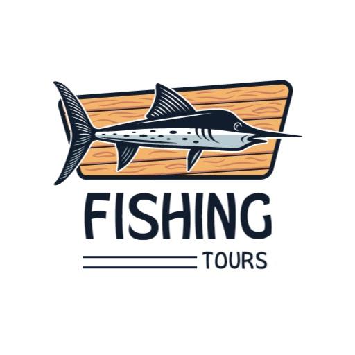 Vibrant Marlin Swimming in Rustic Setting for Fishing Tours Logo Template